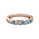 2 - Roena 3.40 mm Blue Topaz and Diamond 5 Stone Wedding Band 