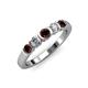 3 - Roena 3.40 mm Red Garnet and Diamond 5 Stone Wedding Band 