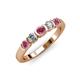 3 - Roena 3.40 mm Rhodolite Garnet and Diamond 5 Stone Wedding Band 