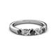 2 - Roena 3.40 mm Black and White Diamond 5 Stone Wedding Band 
