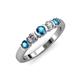 3 - Roena 3.40 mm London Blue Topaz and Diamond 5 Stone Wedding Band 