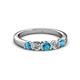 2 - Roena 3.40 mm London Blue Topaz and Diamond 5 Stone Wedding Band 