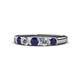 1 - Roena 3.40 mm Blue Sapphire and Diamond 5 Stone Wedding Band 