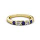 2 - Roena 3.40 mm Blue Sapphire and Diamond 5 Stone Wedding Band 