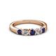 2 - Roena 3.40 mm Blue Sapphire and Diamond 5 Stone Wedding Band 