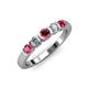 3 - Roena 3.40 mm Ruby and Diamond 5 Stone Wedding Band 