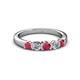 2 - Roena 3.40 mm Ruby and Diamond 5 Stone Wedding Band 