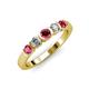 3 - Roena 3.40 mm Ruby and Diamond 5 Stone Wedding Band 