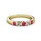 2 - Roena 3.40 mm Ruby and Diamond 5 Stone Wedding Band 