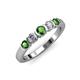 3 - Roena 3.40 mm Green Garnet and Diamond 5 Stone Wedding Band 
