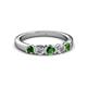 2 - Roena 3.40 mm Green Garnet and Diamond 5 Stone Wedding Band 