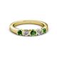 2 - Roena 3.40 mm Green Garnet and Diamond 5 Stone Wedding Band 