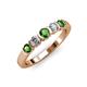 3 - Roena 3.40 mm Green Garnet and Diamond 5 Stone Wedding Band 
