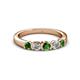 2 - Roena 3.40 mm Green Garnet and Diamond 5 Stone Wedding Band 