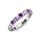 3 - Roena 3.40 mm Amethyst and Diamond 5 Stone Wedding Band 