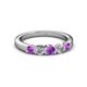 2 - Roena 3.40 mm Amethyst and Diamond 5 Stone Wedding Band 