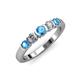 3 - Roena 3.40 mm Blue Topaz and Diamond 5 Stone Wedding Band 
