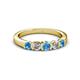 2 - Roena 3.40 mm Blue Topaz and Diamond 5 Stone Wedding Band 