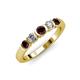 3 - Roena 3.40 mm Red Garnet and Diamond 5 Stone Wedding Band 