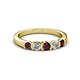 2 - Roena 3.40 mm Red Garnet and Diamond 5 Stone Wedding Band 