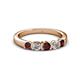2 - Roena 3.40 mm Red Garnet and Diamond 5 Stone Wedding Band 