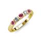3 - Roena 3.40 mm Rhodolite Garnet and Diamond 5 Stone Wedding Band 