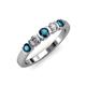 3 - Roena 3.40 mm Blue and White Diamond 5 Stone Wedding Band 