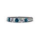 1 - Roena 3.40 mm Blue and White Diamond 5 Stone Wedding Band 