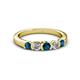 2 - Roena 3.40 mm Blue and White Diamond 5 Stone Wedding Band 