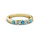2 - Roena 3.40 mm London Blue Topaz and Diamond 5 Stone Wedding Band 