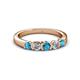 2 - Roena 3.40 mm London Blue Topaz and Diamond 5 Stone Wedding Band 