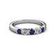 2 - Roena 3.40 mm Blue Sapphire and Diamond 5 Stone Wedding Band 