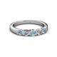 2 - Roena 3.40 mm Aquamarine and Diamond 5 Stone Wedding Band 