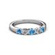 2 - Roena 3.40 mm Blue Topaz and Diamond 5 Stone Wedding Band 