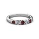 2 - Roena 3.40 mm Red Garnet and Diamond 5 Stone Wedding Band 