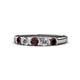 1 - Roena 3.40 mm Red Garnet and Diamond 5 Stone Wedding Band 