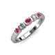 3 - Roena 3.40 mm Rhodolite Garnet and Diamond 5 Stone Wedding Band 