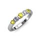 3 - Roena 3.40 mm Yellow and White Diamond 5 Stone Wedding Band 