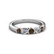 2 - Roena 3.40 mm Smoky Quartz and Diamond 5 Stone Wedding Band 