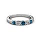 2 - Roena 3.40 mm Blue and White Diamond 5 Stone Wedding Band 