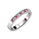 3 - Gania 2.40 mm Rhodolite Garnet and Diamond 8 Stone Wedding Band 
