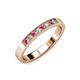 3 - Gania 2.40 mm Rhodolite Garnet and Diamond 8 Stone Wedding Band 