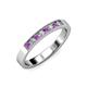 3 - Gania 2.40 mm Amethyst and Diamond 8 Stone Wedding Band 