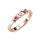 2 - Fiona Rhodolite Garnet and Diamond XOXO Three Stone Engagement Ring 