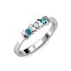 2 - Fiona London Blue Topaz and Diamond XOXO Three Stone Engagement Ring 