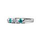 1 - Fiona London Blue Topaz and Diamond XOXO Three Stone Engagement Ring 