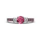 1 - Valene Pink Tourmaline and Diamond Three Stone with Side Pink Tourmaline Ring 