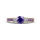 1 - Valene Iolite and Diamond Three Stone with Side Iolite Ring 