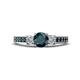 1 - Valene London Blue Topaz and Diamond Three Stone with Side London Blue Topaz Ring 