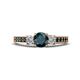 1 - Valene London Blue Topaz and Diamond Three Stone with Side London Blue Topaz Ring 